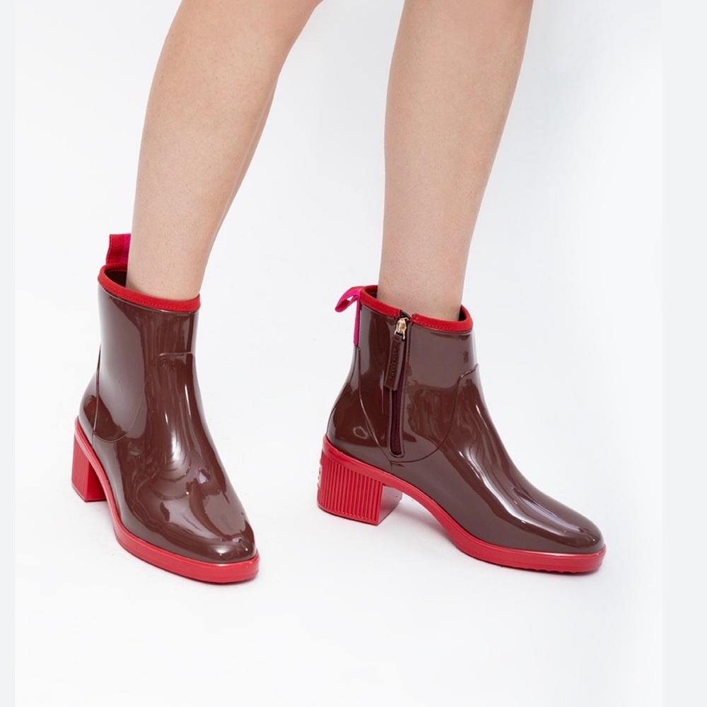 NIB Kate spade puddle jumpers Stylish Brown and Red Ankle Boots women 11 - Picture 2 of 8